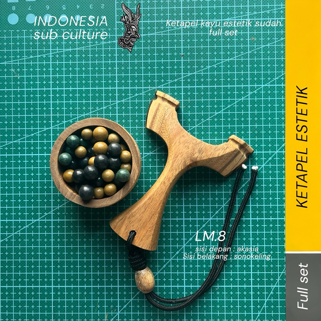 LM.8 - ketapel kayu estetik laminasi akasia sonokeling / ketapel full set
