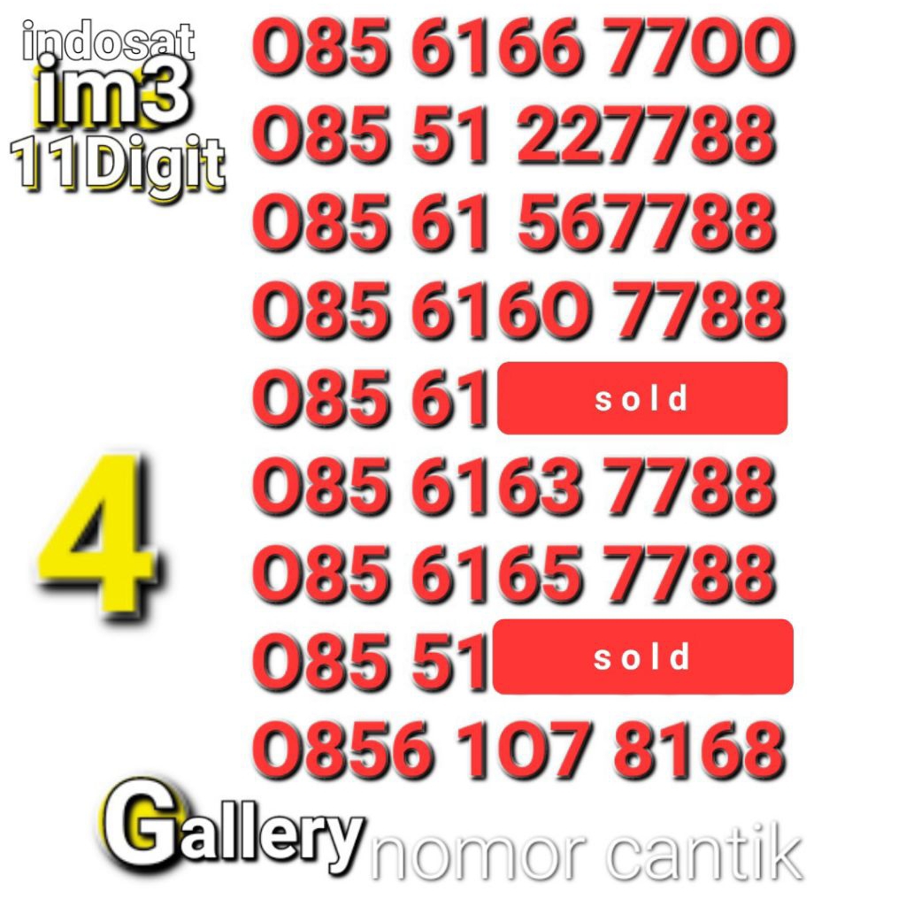 NOMOR CANTIK IM3 11DIGIT 339977 7788
