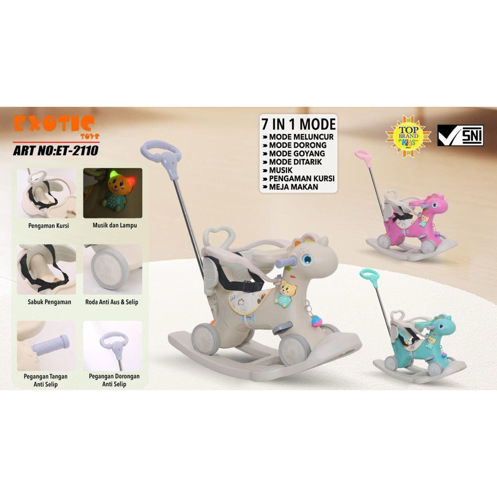 Exotic Ride On Exotic ET2108 ET2110 ET3114 3 in 1 Kuda Goyang Ayunan Jungkat-Jungkit Mainan Anak ET-
