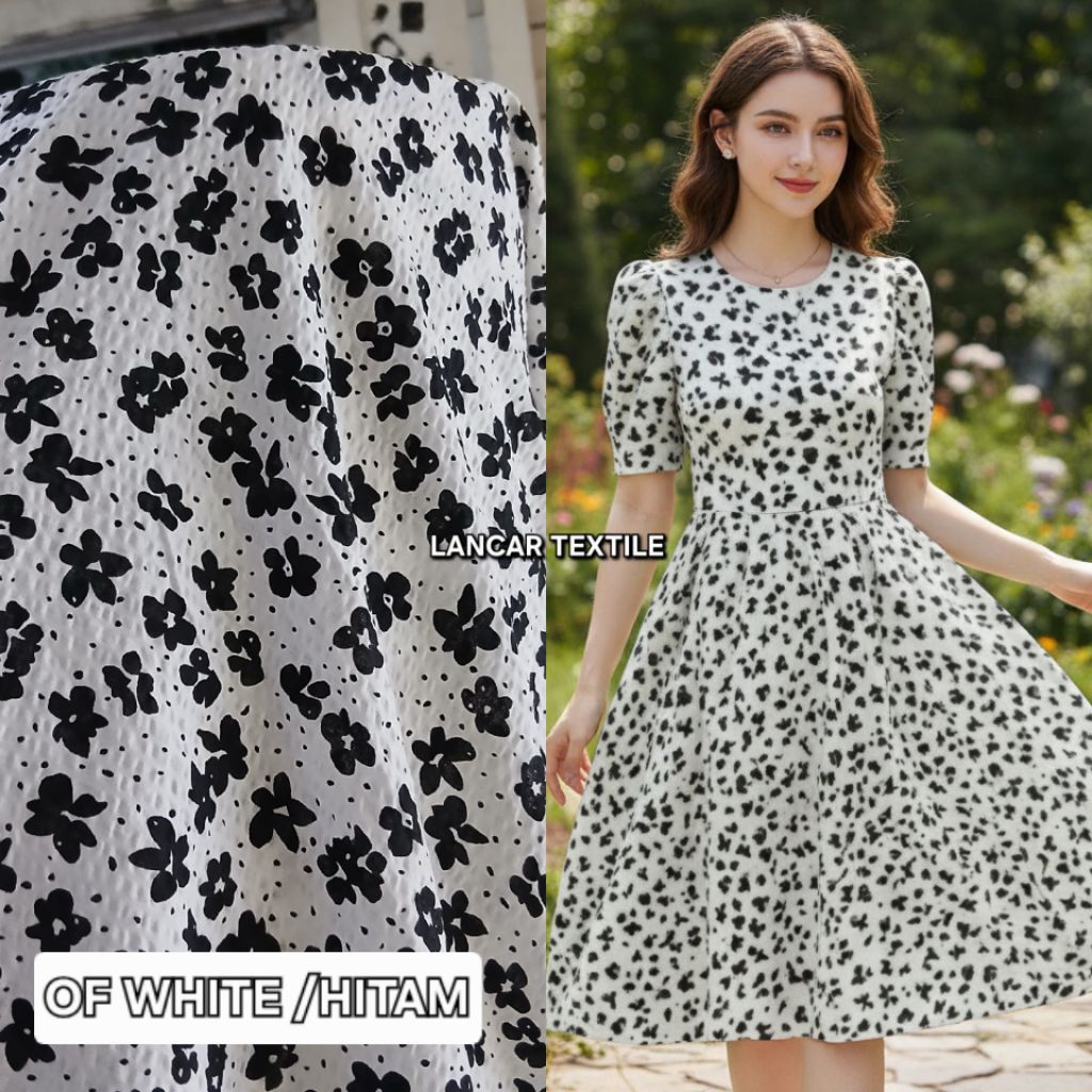 Kain bahan katun paris crinkle premium / Kain katun paris crinkle motif