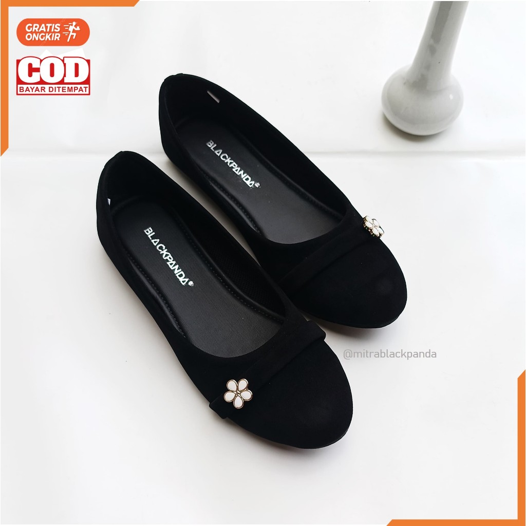 Blackpanda Flat Shoes - Sepatu Black Panda - Sepatu Wanita - Black Panda Flona Black
