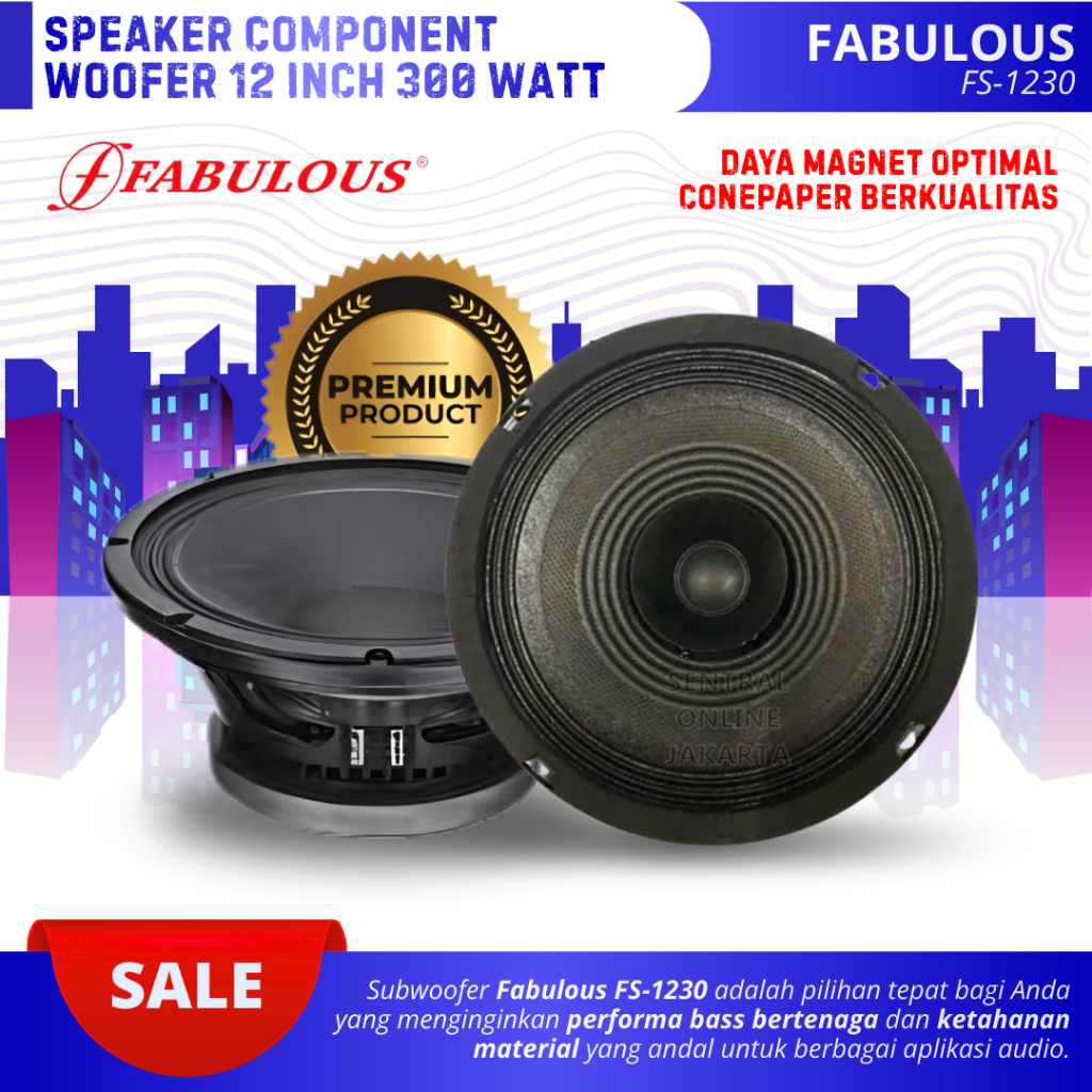 Subwoofer Speaker 12 Inch Fabulous FS-1230 Power 300 Watt 8 Ohm Woofer 12 Inch Double Coil Komponen 