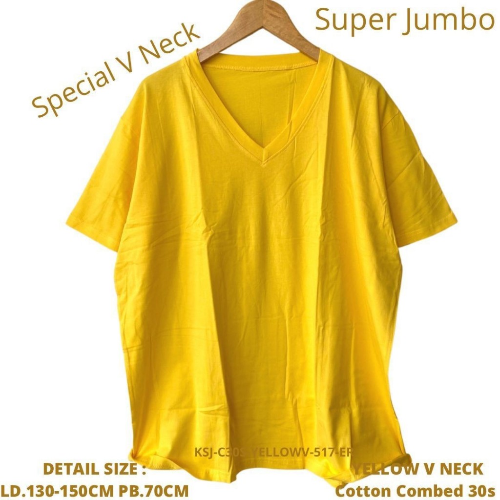 [eroicashop] Kaos Jumbo Wanita V Neck Polos / Bulat Ld130CM Cotton Combed 30s Adem / Kaos Wanita Len