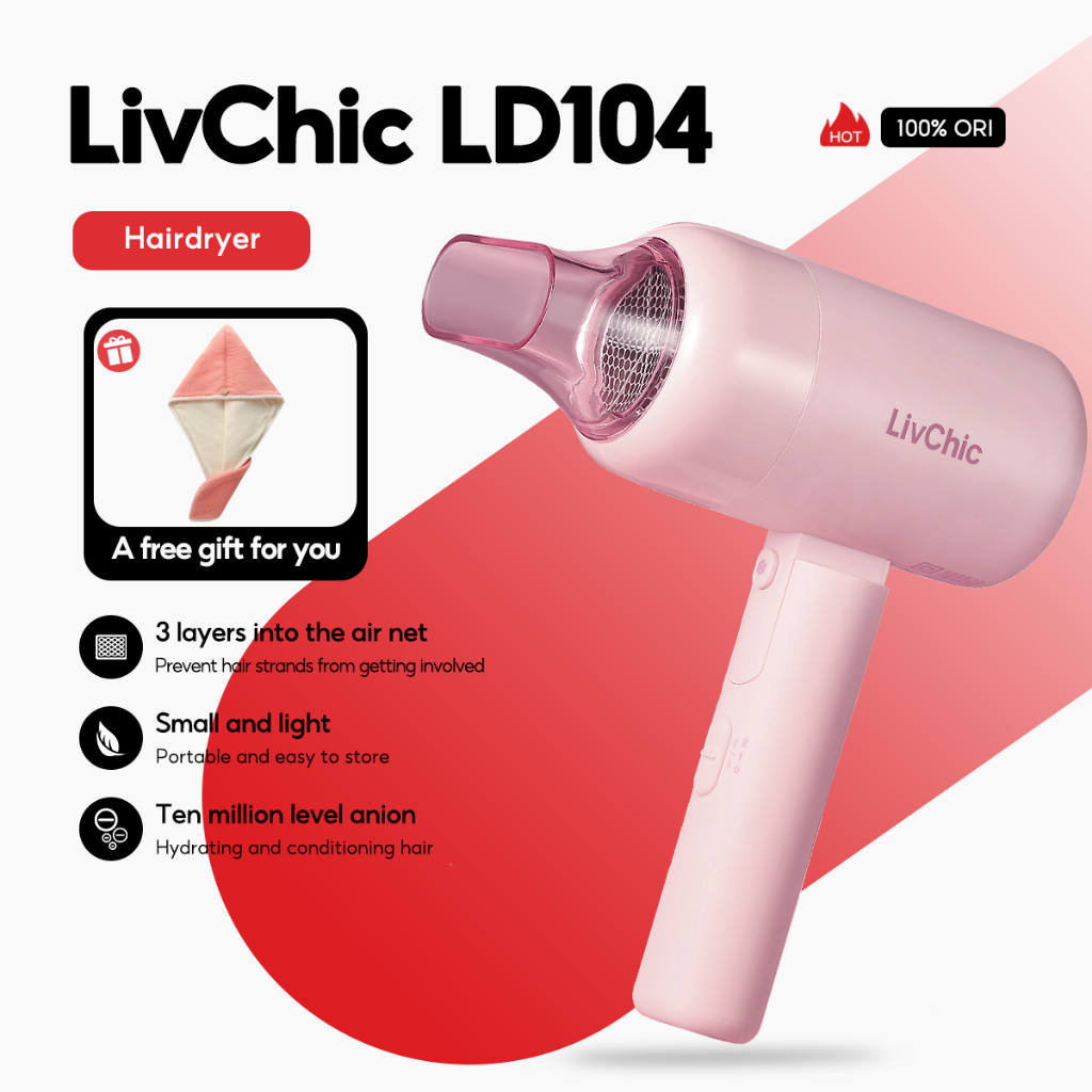 LivChic LD104 MINI FOLDING Travel Hair dryer pengering rambut lipat 2000 W Simply Foldable
