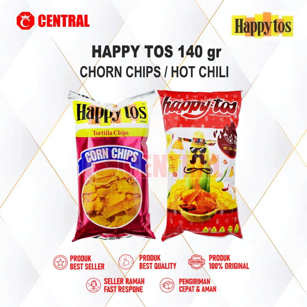 HAPPY TOS CORN CHIPS / HOT CHILI 140gram - Snack Jagung