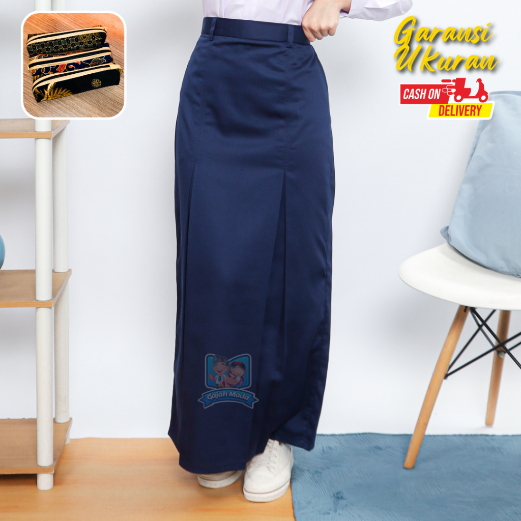 Rok Panjang Span SMP Biru Dongker Bahan Nagata Drill Seragam Sekolah Premium - Gajah Mada Uniform