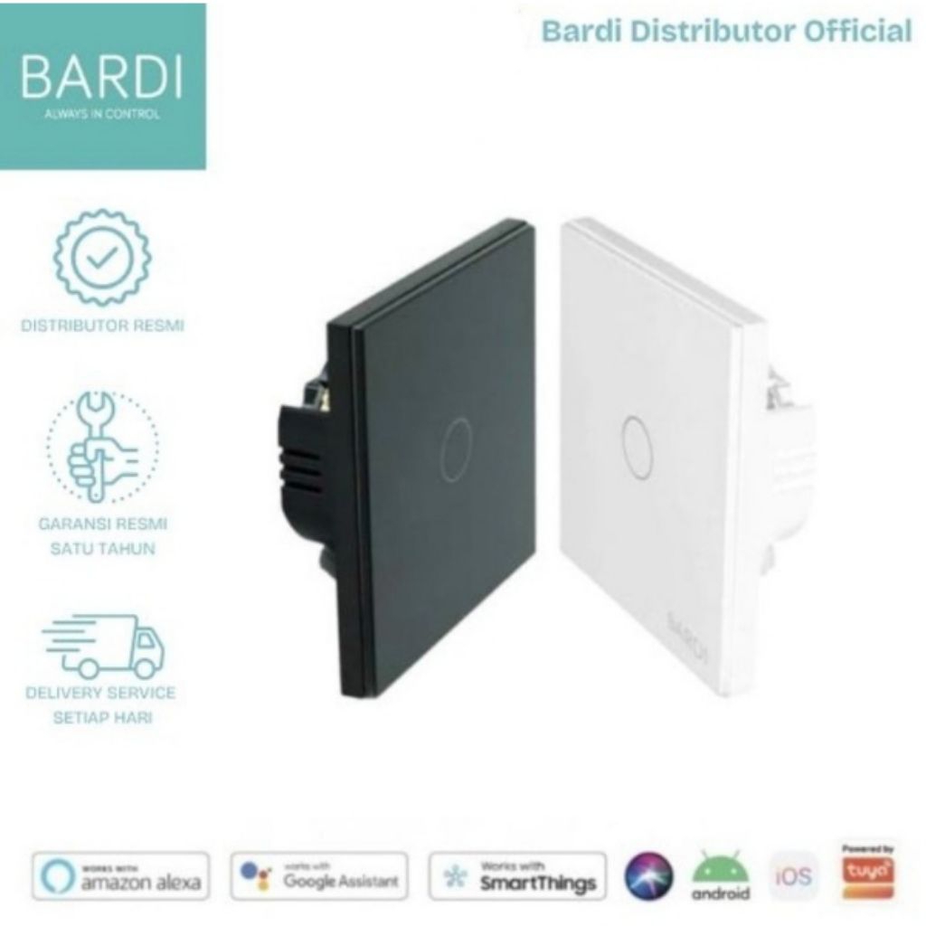 BARDI SMART WALL SWITCH 1 GANG EU - SAKLAR LAMPU PINTAR WIFI
