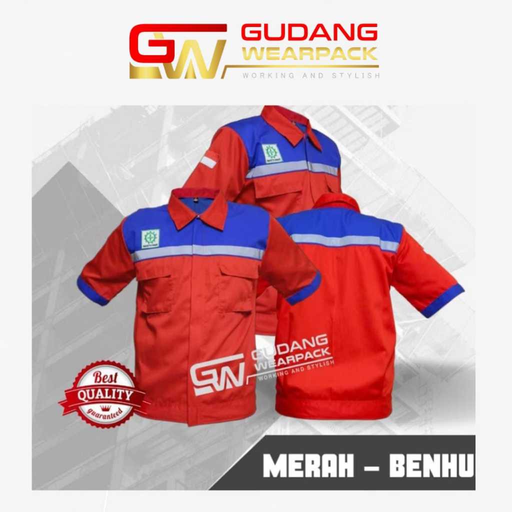WEARPACK Kerja  Lengan Pendek Warna Merah - Benhur