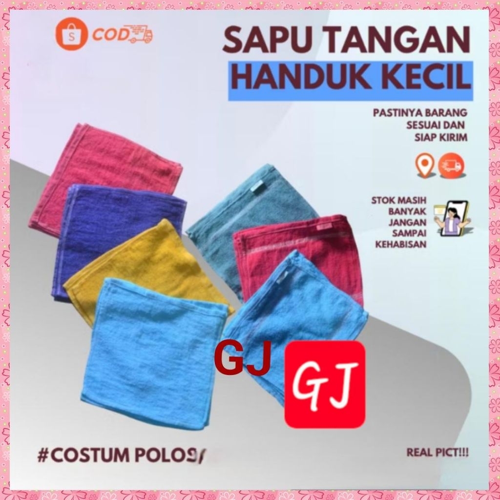 Sapu tangan kotak persegi bahan Handuk Kecil size 30 x 30Cm motif polos Serbaguna Murah