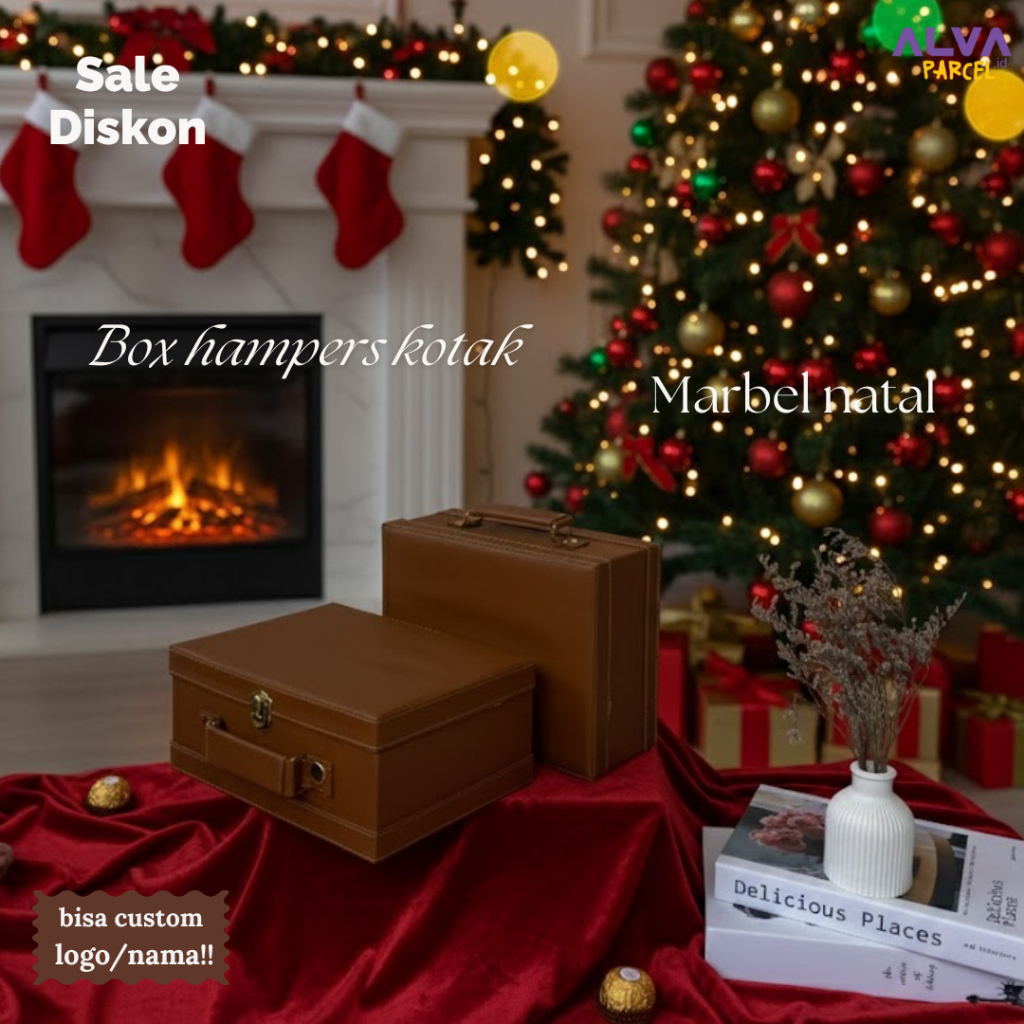 Box Packaging hampers natal | Box kotak marbel coklat natal mini size