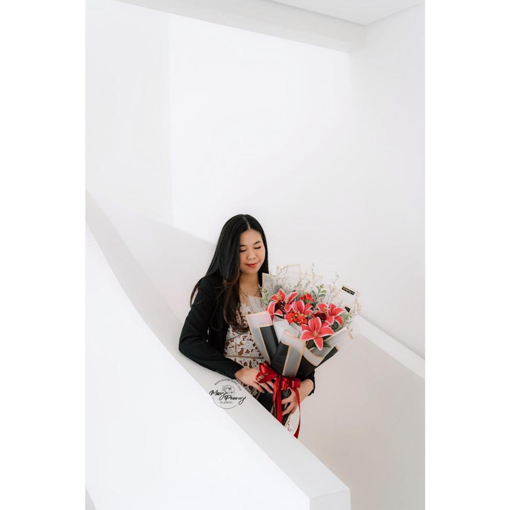 ARTIFICIAL LILY BOUQUET LARGE - BUKET BUNGA LILY ARTIFICIAL BUNGA PALSU BUKET WISUDA FLOWER BOUQUET 