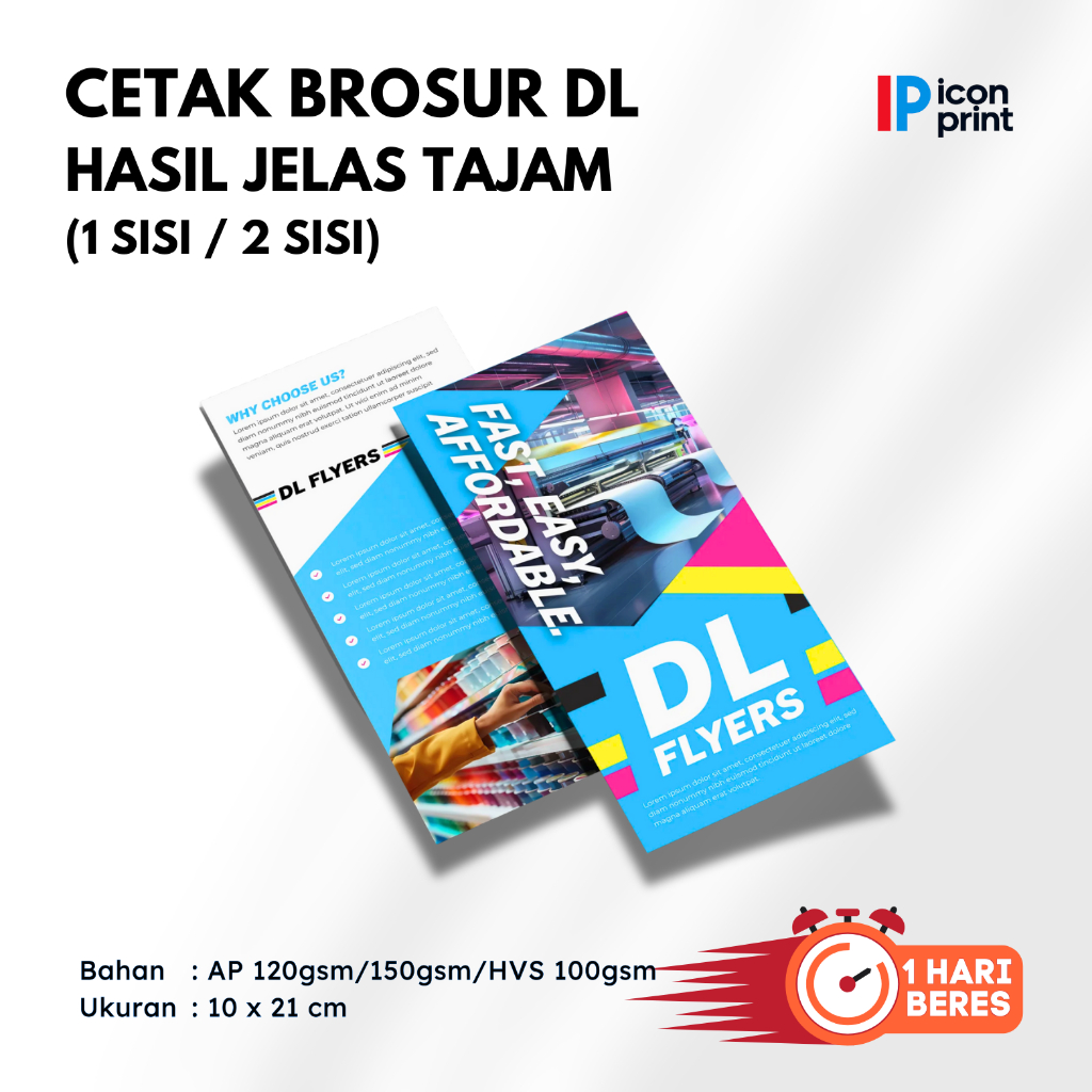 BROSUR DL MURAH 10x21 CM ART PAPER 1/3 A4 120 150 GSM HVS 100 GSM FULL COLOR