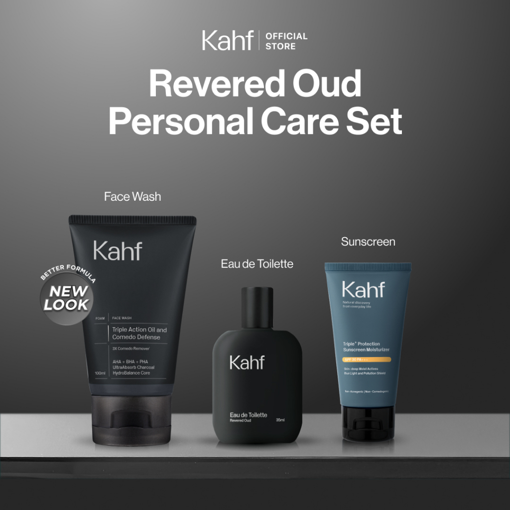 [KAHF BUNDLE 3IN1 PAKET PERAWATAN DAILY USE ESSENTIALS] Paket Revered Oud Personal Care Set (Face Wa