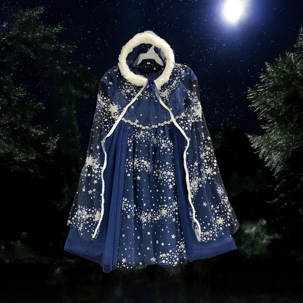 Princessa Flami Christmas Dress Anak Kostum Elsa Frozen Karakter Navy Hoodie K4773