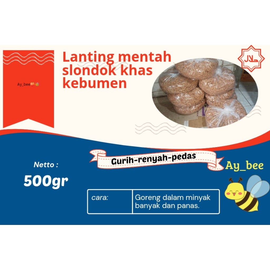 lanting slondok cincin mentah pedas gurih khas kebumen 500 gram