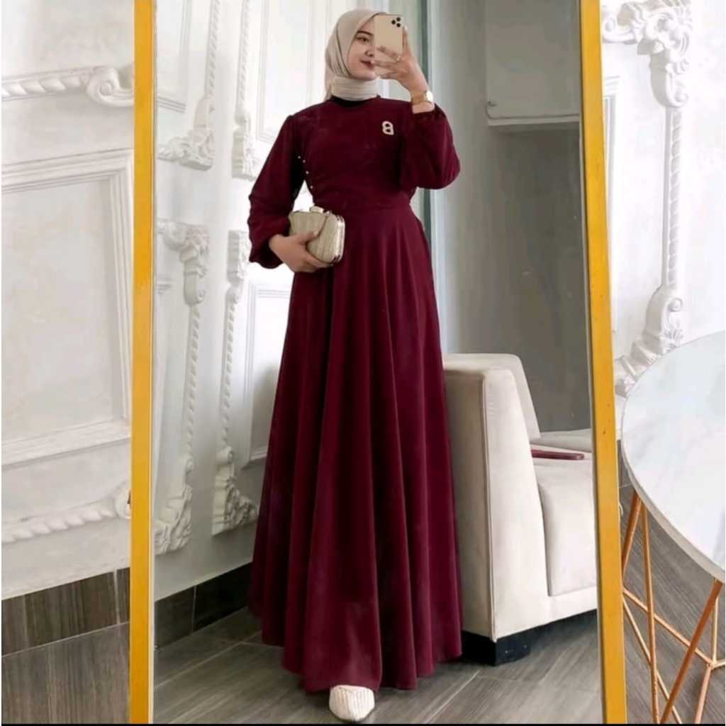 Hanna Dress | Bahan Ceruty | Gamis Moderen | Gamis Kondangan