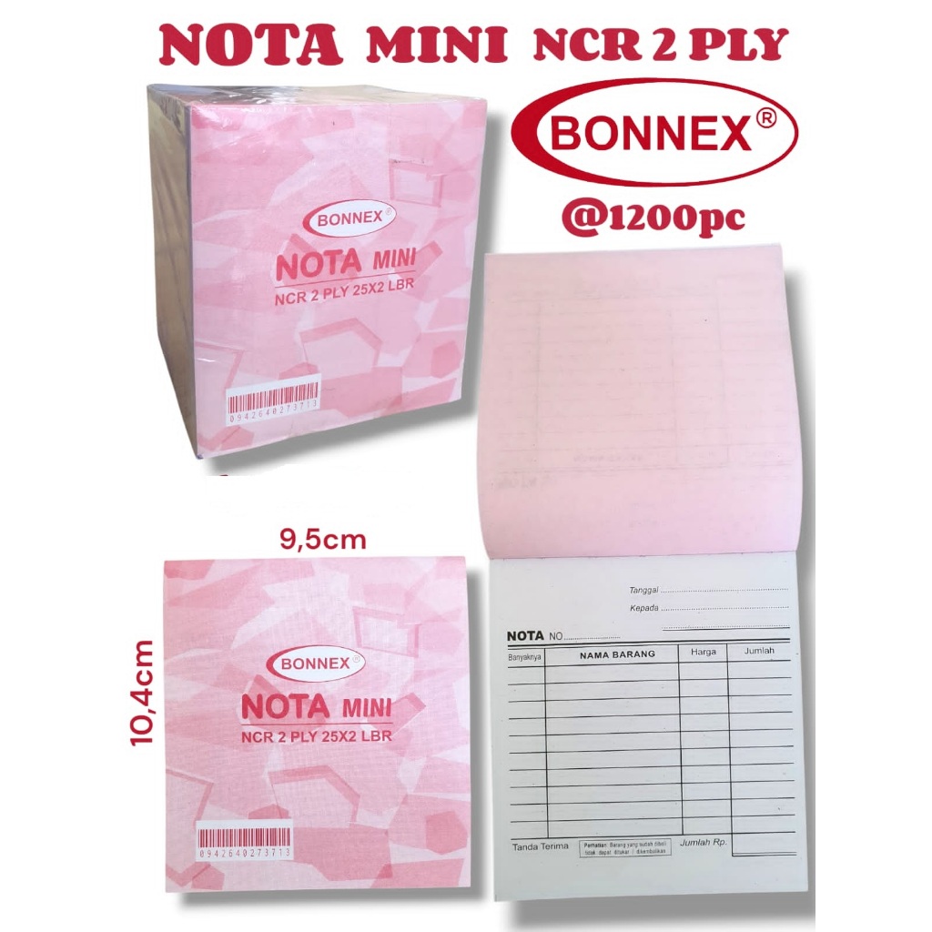 Buku Nota 2PLY Kontan - ukuran Mini - 9.5cm x 10.5cm PINK