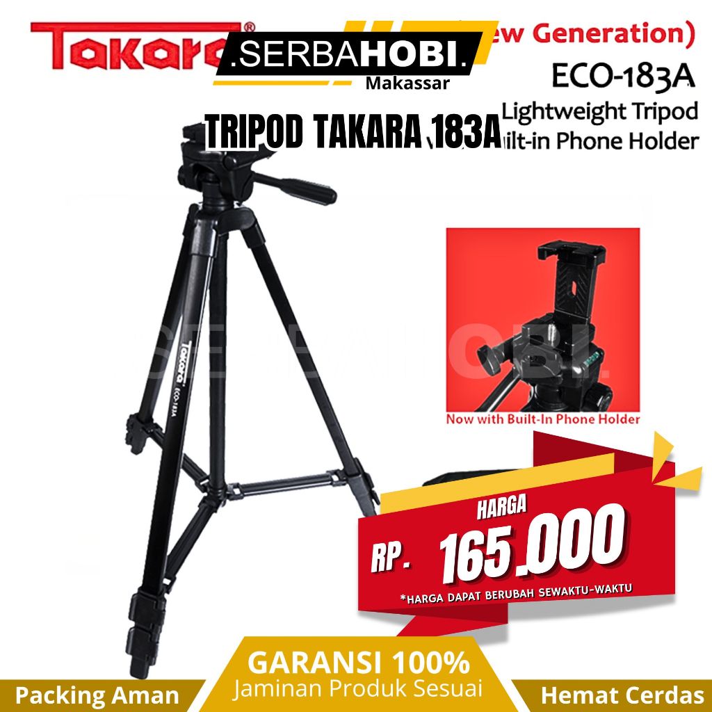 TAKARA 183A / Tripod Takara / Tripod Untuk Kamera Mirrorless HP DSLR