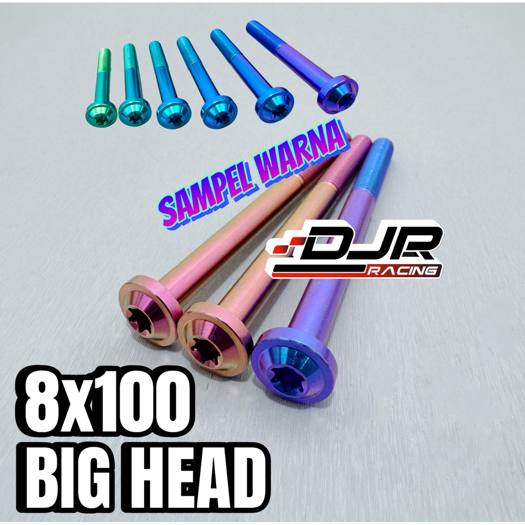 Baut 12 Titanium 8x100 Big Head Original Vietnam baut 12 panjang 10cm
