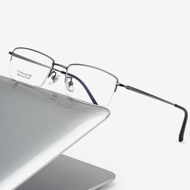 HF14 XL Frame kacamata Titanium Kaca mata Half Frame PRIA executivel Profesional bisnis RINGAN LEBAR