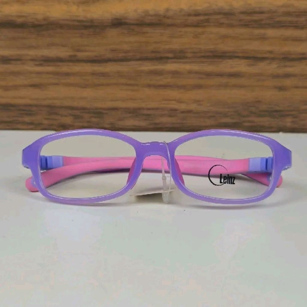 Frame Kacamata Anak Lentur Anti Patah LEINZ 96002 C6 - Warna Ungu Pink, Ringan & Nyaman Dipakai Seha