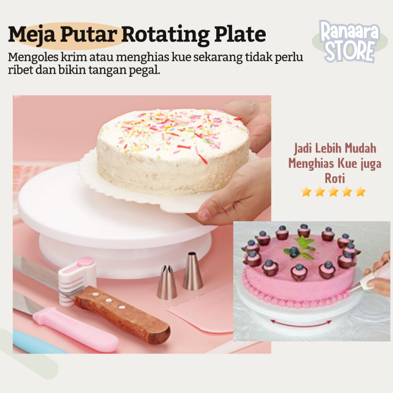 [HEMAT COD] MEJA PUTAR DEKOR KUE TART ROTATING CAKE TURNTABLE PIRING PUTAR HIAS BIG SALE MEJA PUTAR 