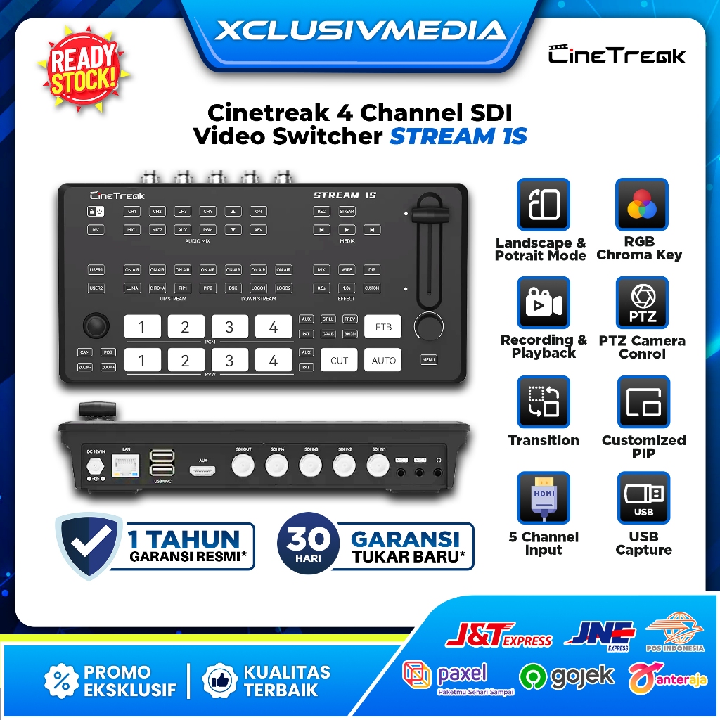 Cinetreak Switcher 4 Channel SDI Video Mixer Switcher Stream 1S