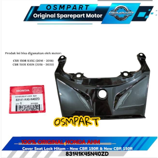 COVER TUTUP KUNCI JOK HITAM CBR 150R K45G K45N 83141K45N40ZD