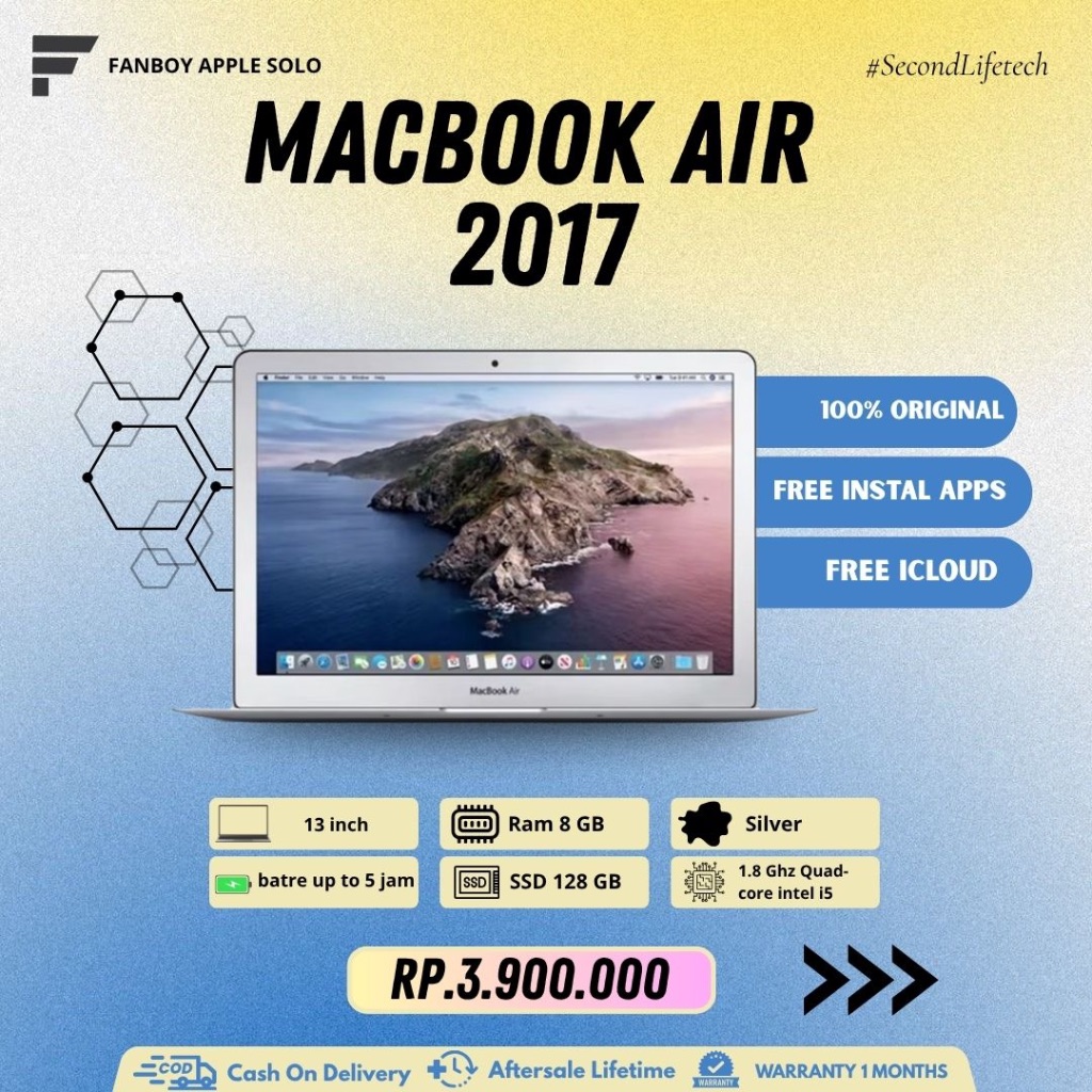 MacBook Air 2017 | Ram 8GB | Ssd 128GB | 13Inch | Second Original