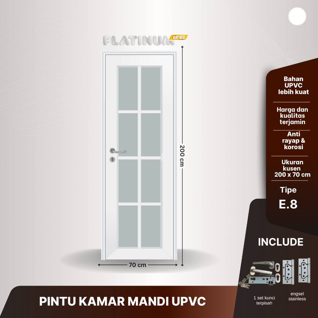 PINTU KAMAR MANDI UPVC PLATINUM SPESIAL WHITE
