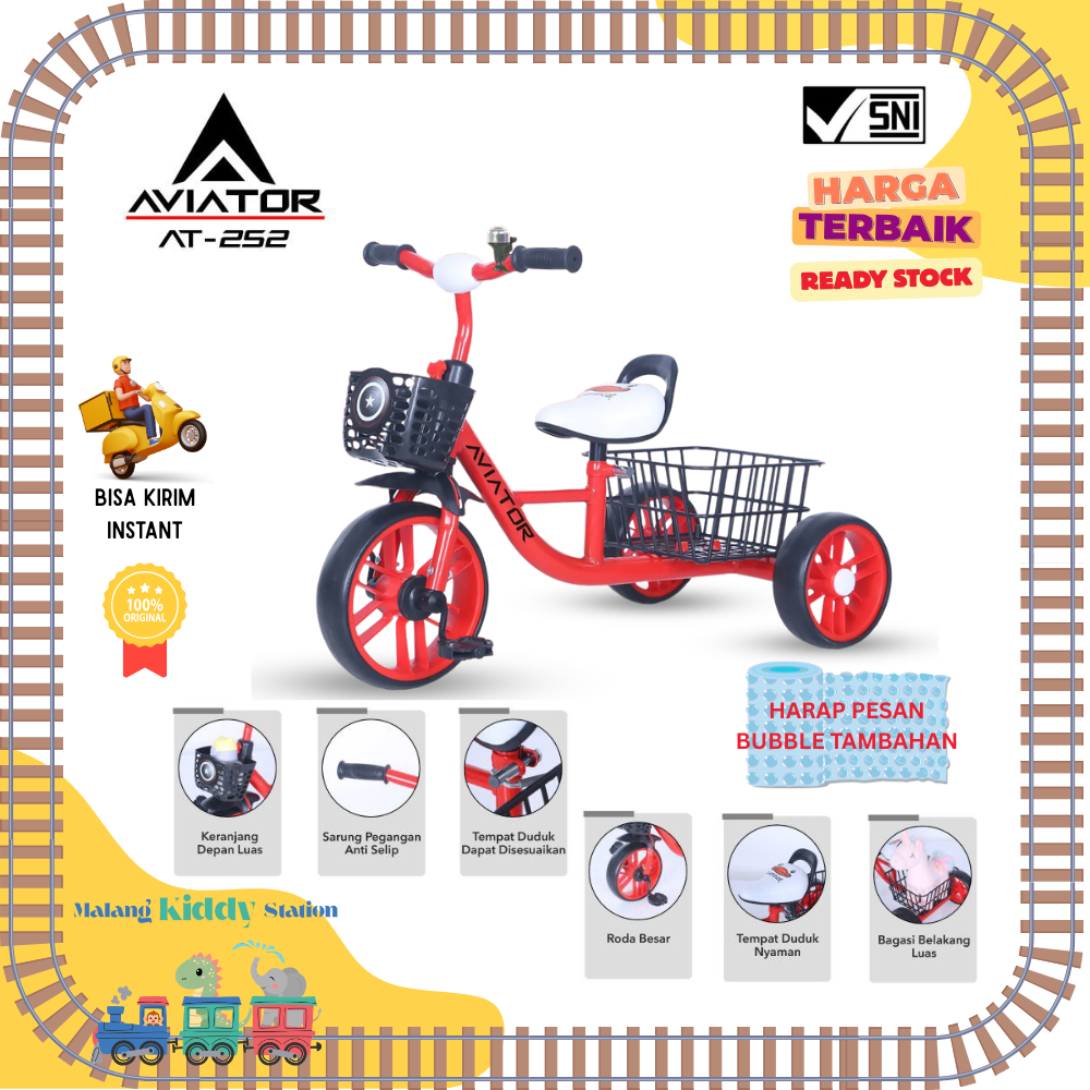 SEPEDA ANAK RODA TIGA TRICYCLE AVIATOR AT 252 Becak Keranjang Besar