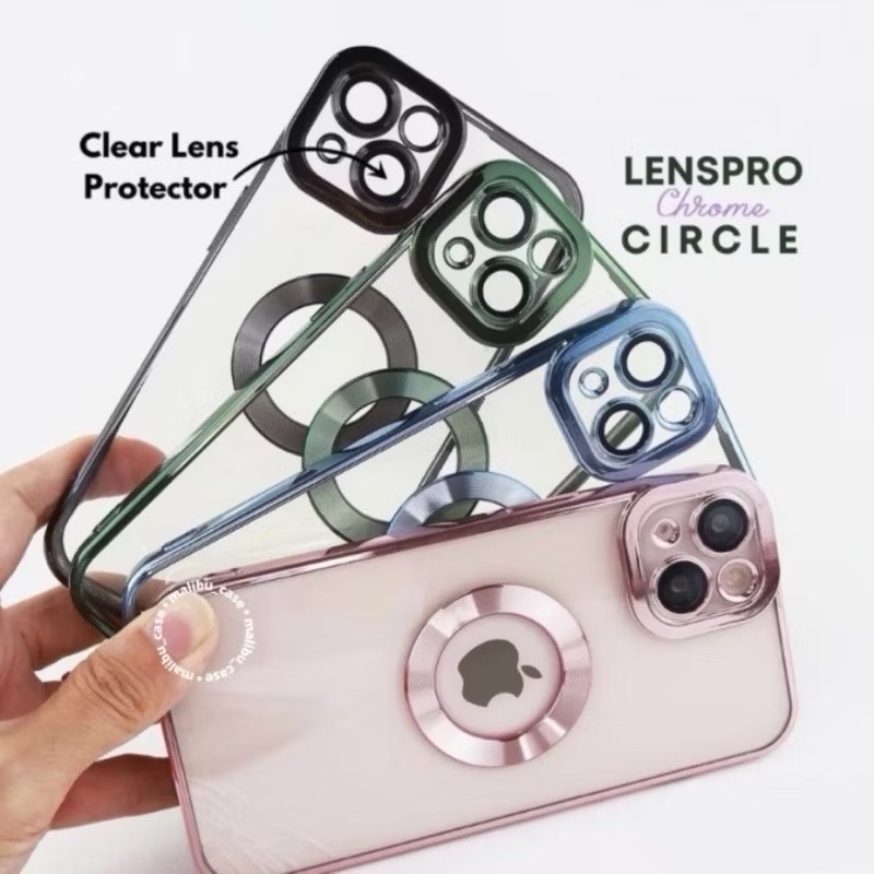 CASING CHROME CIRCLE ULTRA PLATED CASE IPHONE XR X XS MAX 11 12 13 14 15 PRO MAX PLUS FANCY CAMERA P
