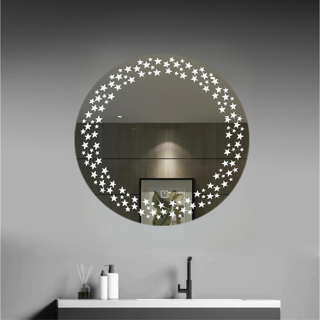 Fantasy Cermin LED Motif Bintang Bisa Custom LED Mirror Bentuk Unik Untuk Wastafel Kamar Mandi & Dek