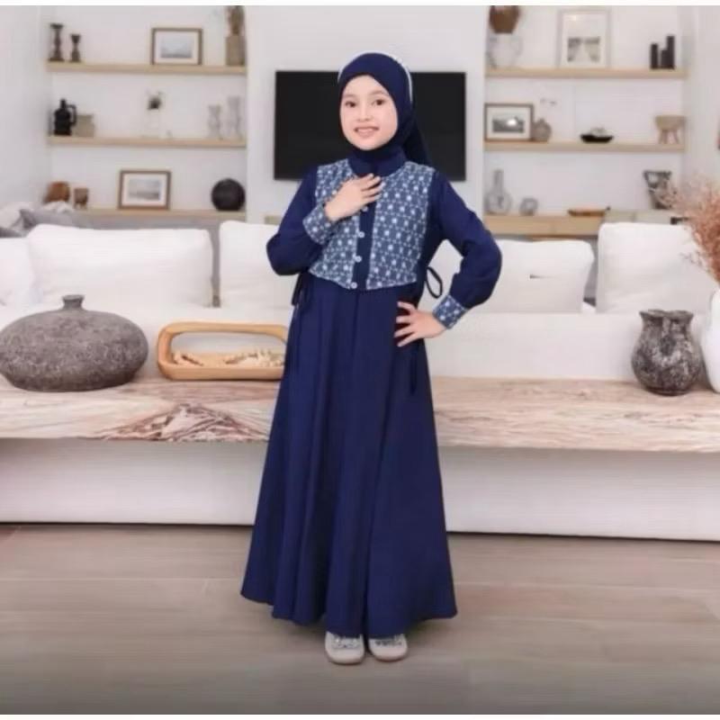 Baju gamis anak shabira mix burkat usia 5-14 tahun model terbaru dan kekinian gaun/dres anak hijap