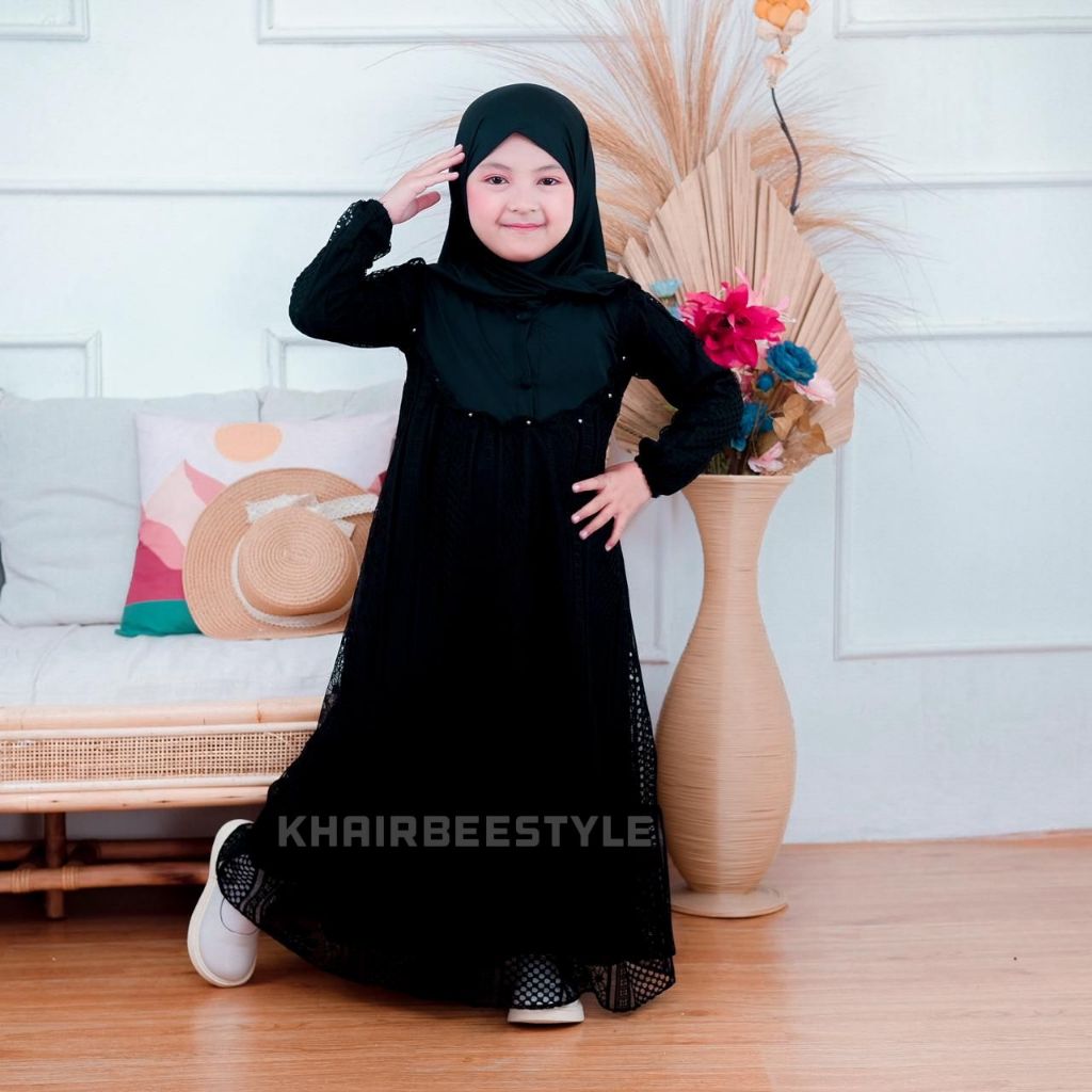 Gamis anak aura kids Set Hijab Usia 1-10 Tahun ter baru dres hijap anak kekinian