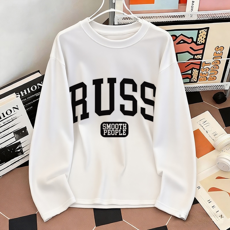 Butik Bebas Masalah - Kaos putih oversize pria kasual | Baju atasan terbaru | Kaos sablon letter "RU