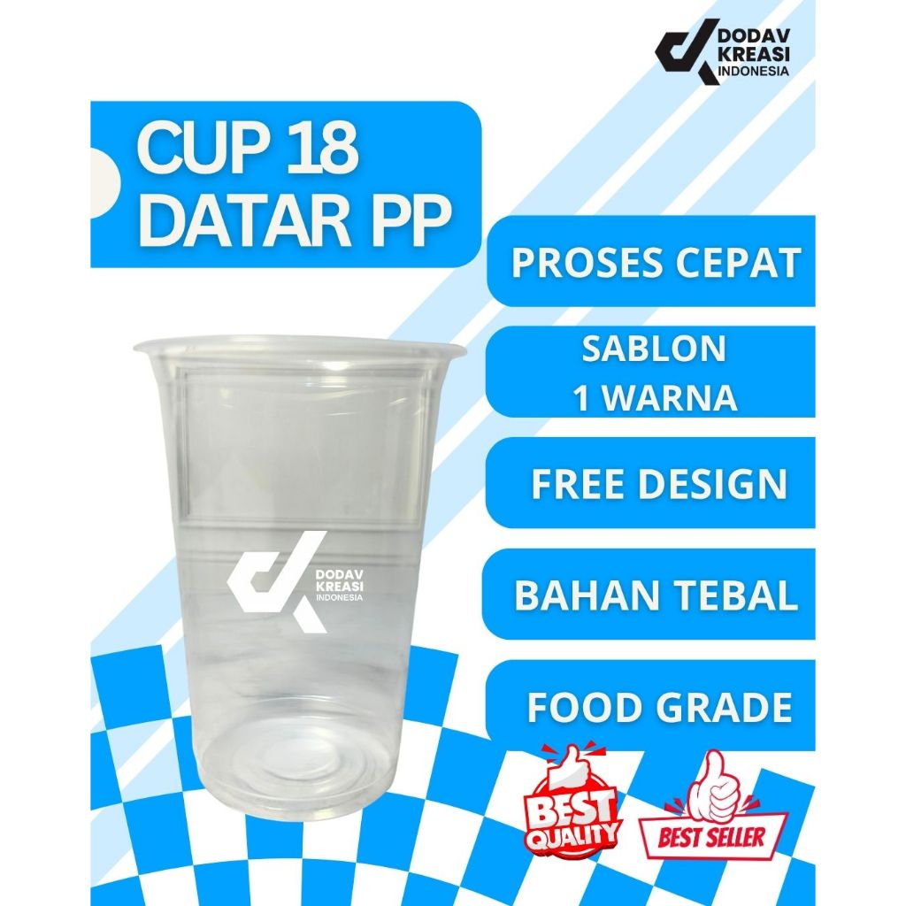 Sablon Cup 18 oz datar PP 8 Grm Gelas Tebal Cocok Untuk Take Away Kopi |Proses Cepat Sablon Satu War