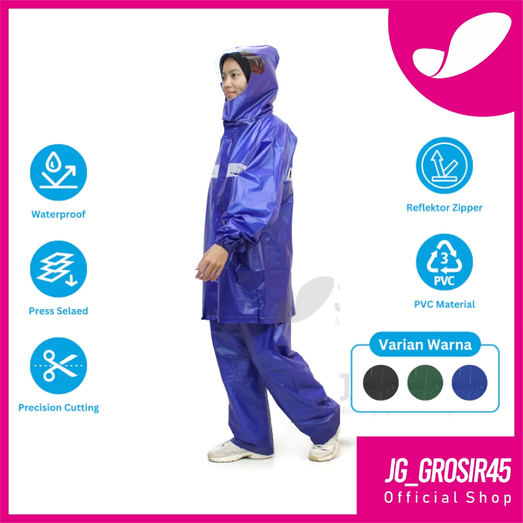 Jas Hujan Karet setelan celana + jaket Js-929