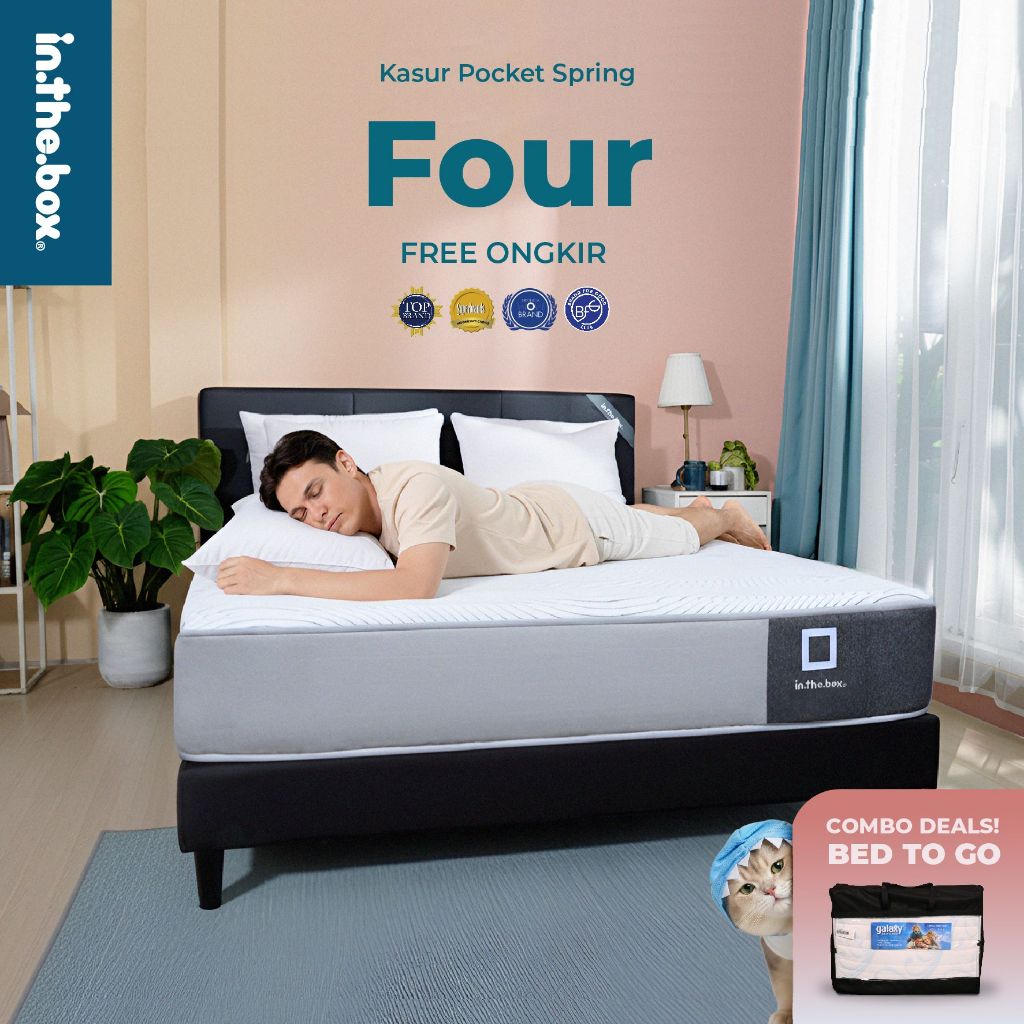 [PROMO] Kasur INTHEBOX Four | GRATIS Kasur Bed To Go + Bantal | Kasur Ukuran 90x200, 100x200, 120x20