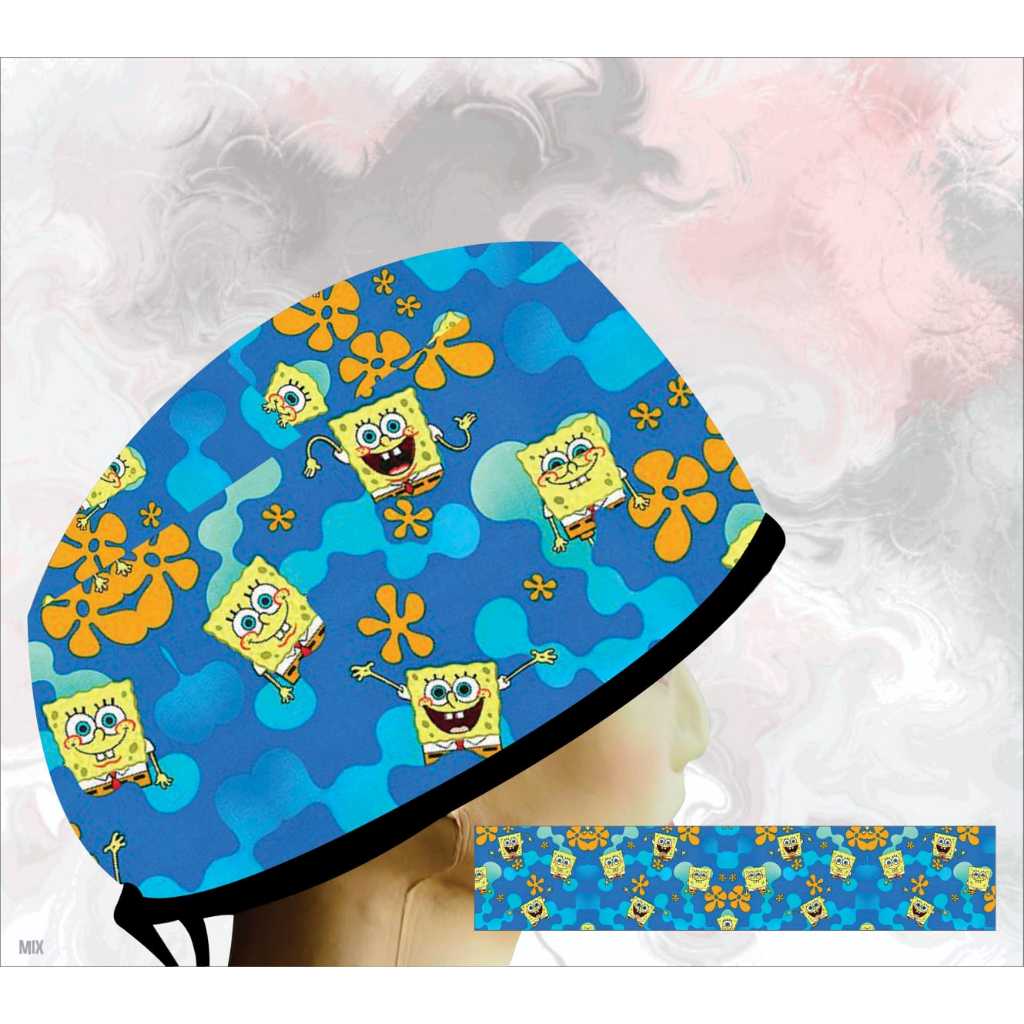 Topi dokter/Scrub hat/Surgical cap/Headcap printing premium spongebob 0611