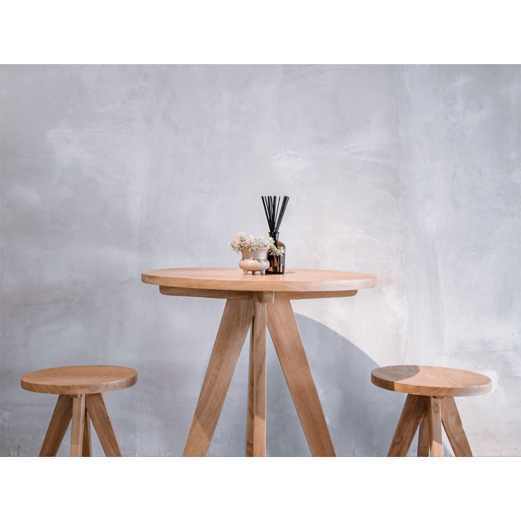 Set Bangku Bundar Kayu Jati Kursi Stoll Minimalis