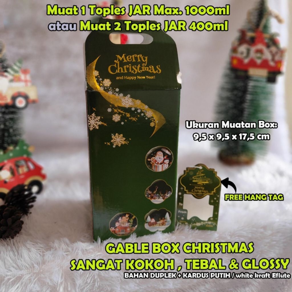 JOLLY - Gable box christmas kotak packaging cookies kue kering dus natal isi 1 toples tabung 1000ml