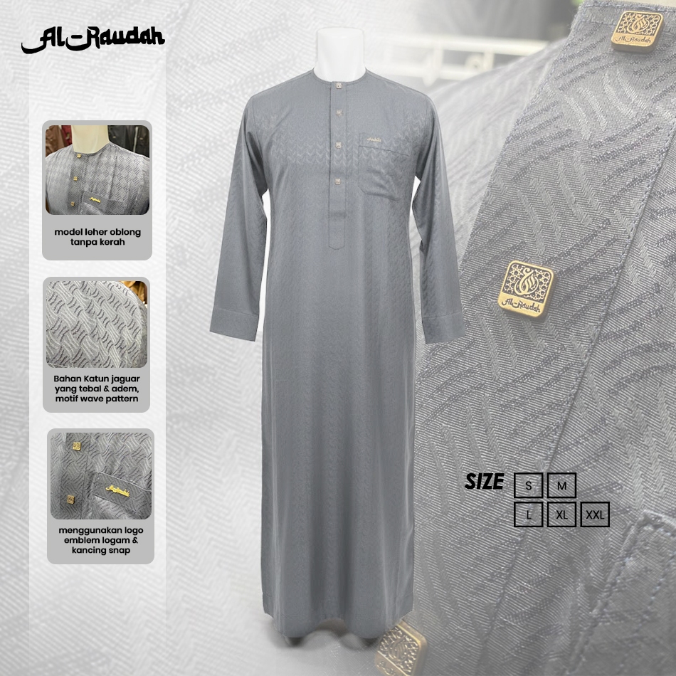 Al Raudah - Baju Gamis Pria Oblong Lengan Panjang - Gamis Oblong Pria Katun Jaguar Tebal Adem