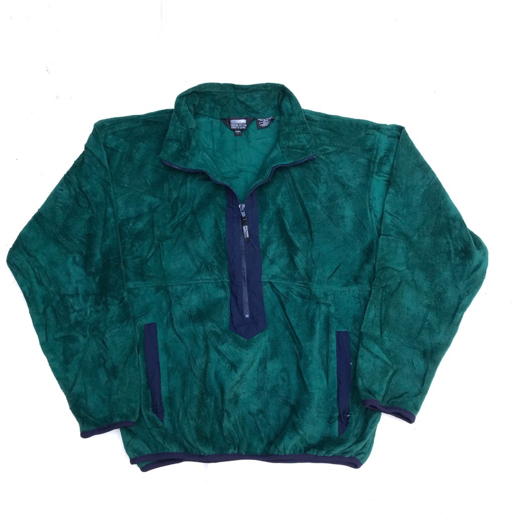 Vintage Sierra Sport Design Green Polar Fleece retro pile cardigan jacket halfzipper  Made in mexico