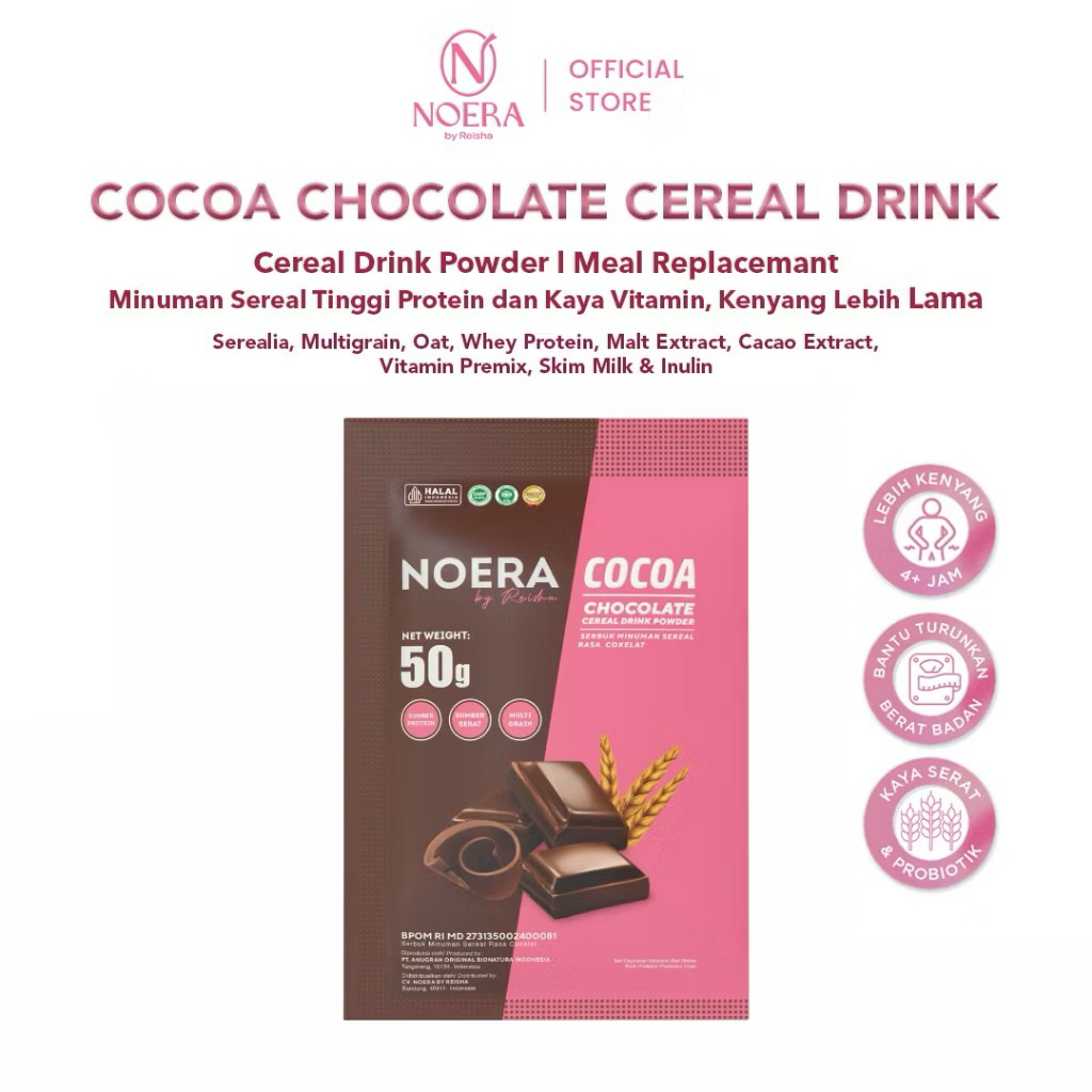 1 Sachet Noera Lean Cocoa | Meal Replacement | Pengganti Makan | Susu Diet Coklat | Chocolate Cereal