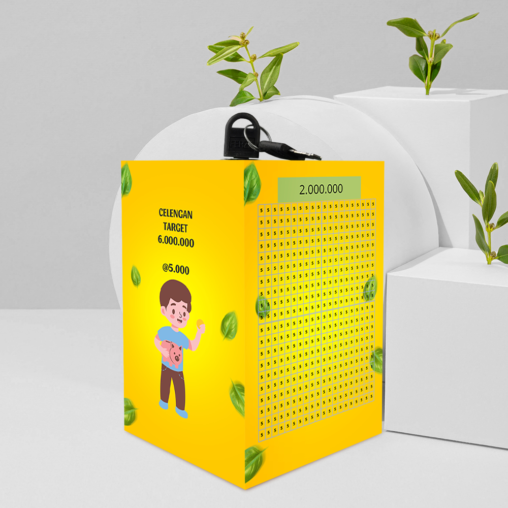 tabungan celengan target 6 juta pecahan 5k celengan viral warna kuning