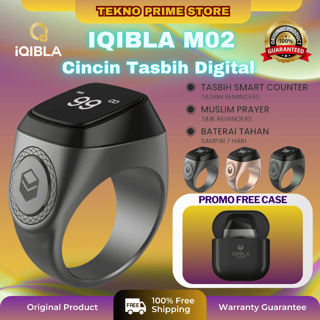 iQibla Zikr Ring M02 Cincin Tasbih Digital Hitung Zikir Harian Muslim Modern Baterai Tahan Lama Cinc