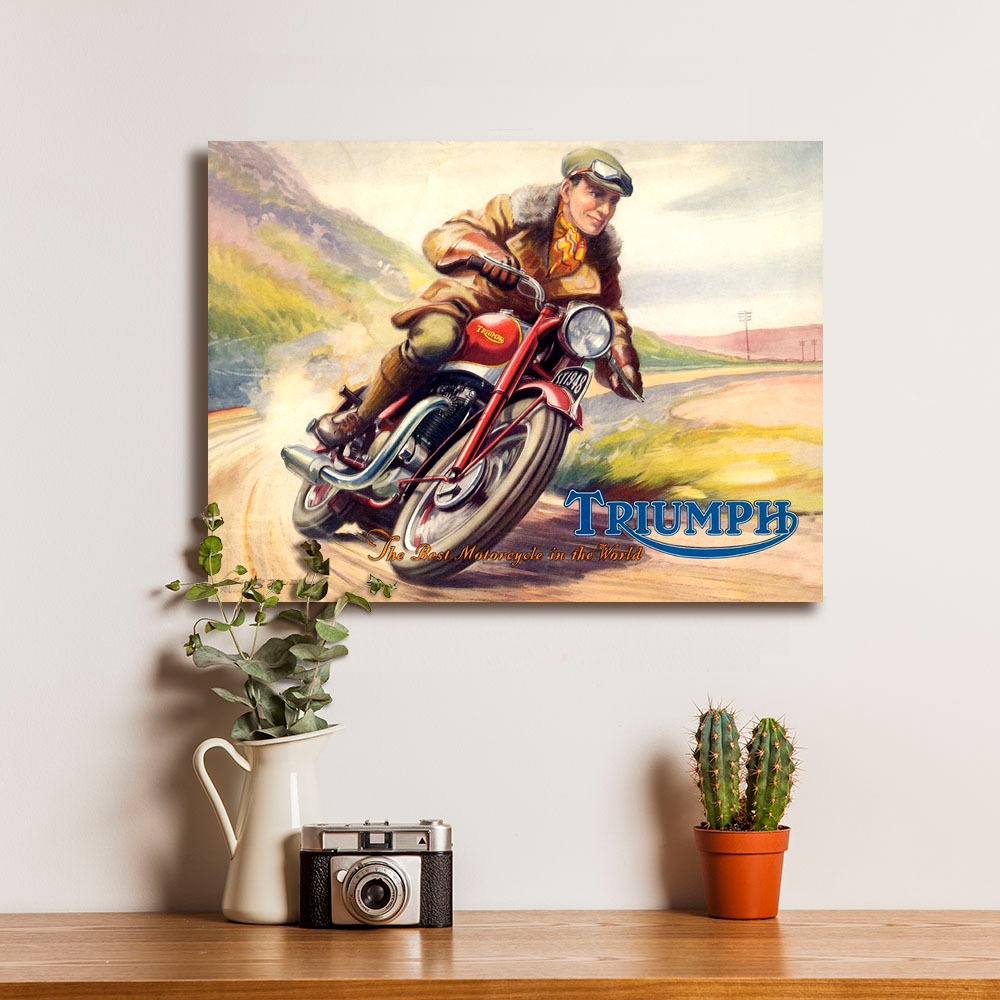 Poster HD Harley Davidson Dekorasi Hiasan Pajangan Dinding Bingkai Kayu Siap Pasang Vintage Wall Dec