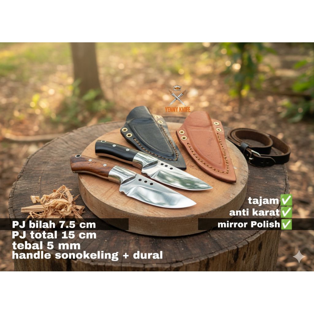 pisau dapur premium super tajam / pisau seset n690 Fulltang / neck knife / skinner neck knife / pisa
