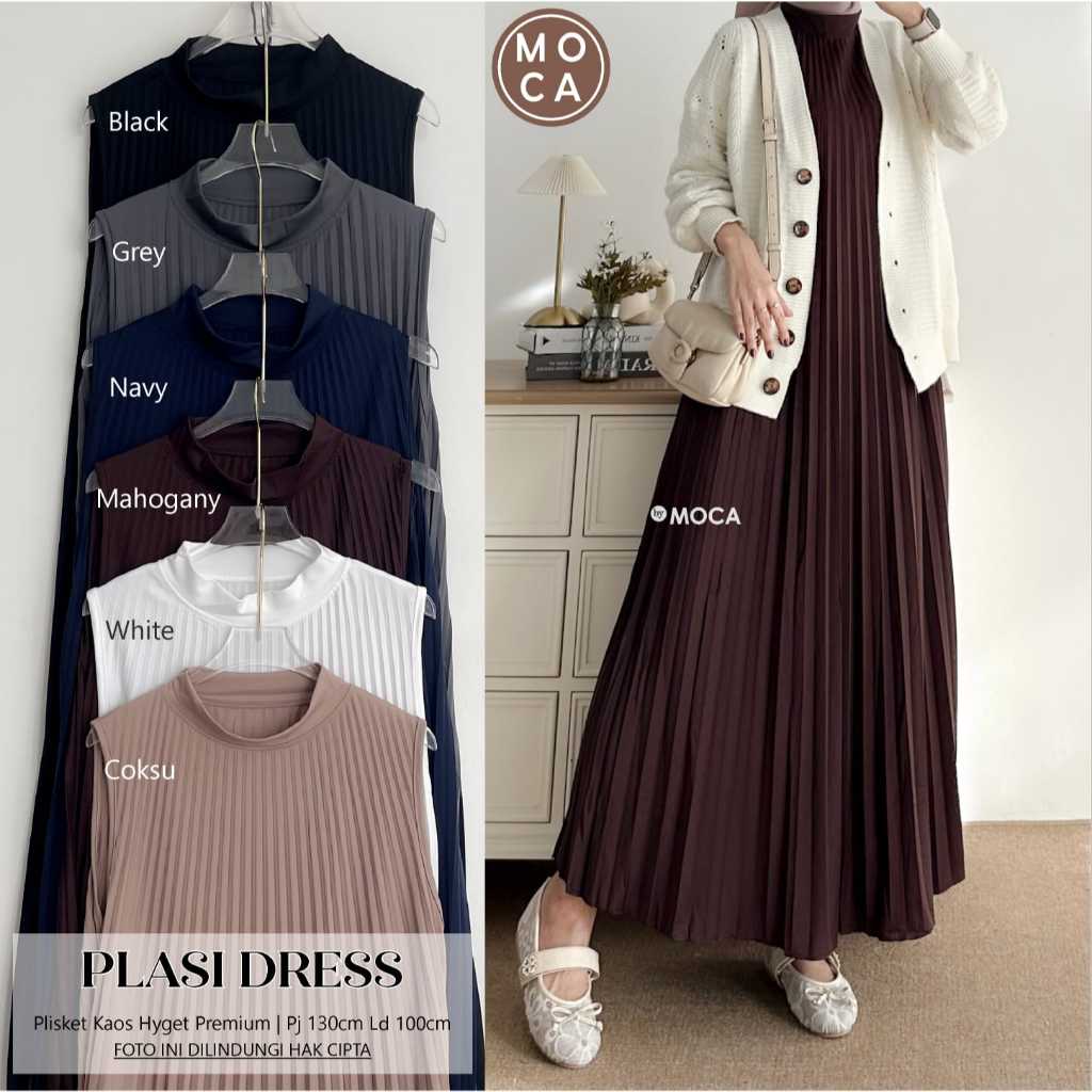 Plasi Dress Inner Plisket Kaos Hyget Premium Inner Dress Tanpa Lengan